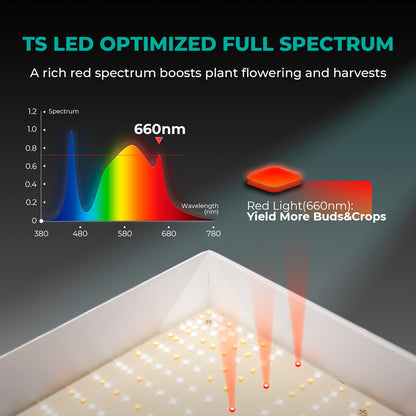 Mars Hydro TS 1000 - 2024 Full Spectrum LED Grow Light 150W Dimmable 1-3 Plants